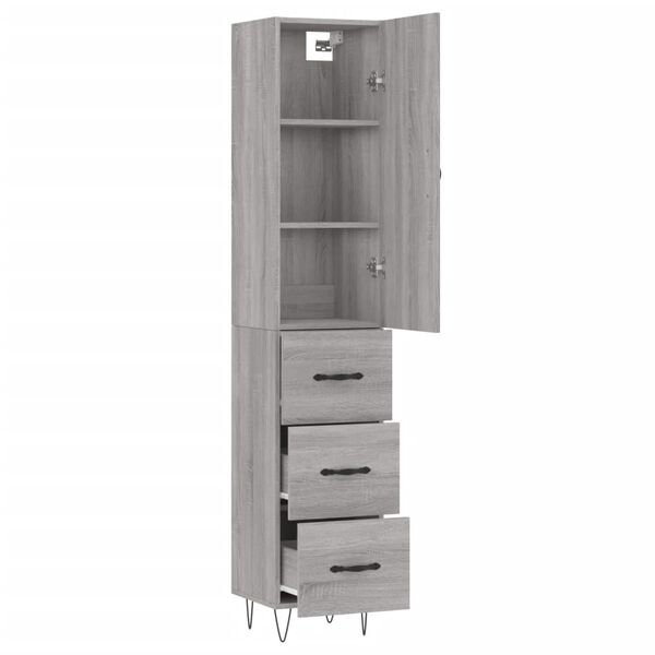 vidaXL Highboard Grau Sonoma 34,5x34x180 cm Holzwerkstoff