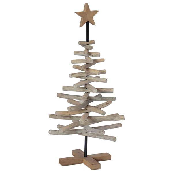 vidaXL Weihnachtsbaum mit St&auml;nder Braun 90 cm Massivholz Teak