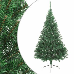 vidaXL K&uuml;nstlicher Halb-Weihnachtsbaum mit St&auml;nder Gr&uuml;n 240 cm PVC
