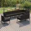 vidaXL 9-tlg. Garten-Lounge-Set mit Auflagen Poly Rattan Schwarz