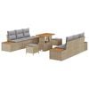 vidaXL Gartensofa-set mit Kissen 9 pcs Beige und Hellgrau