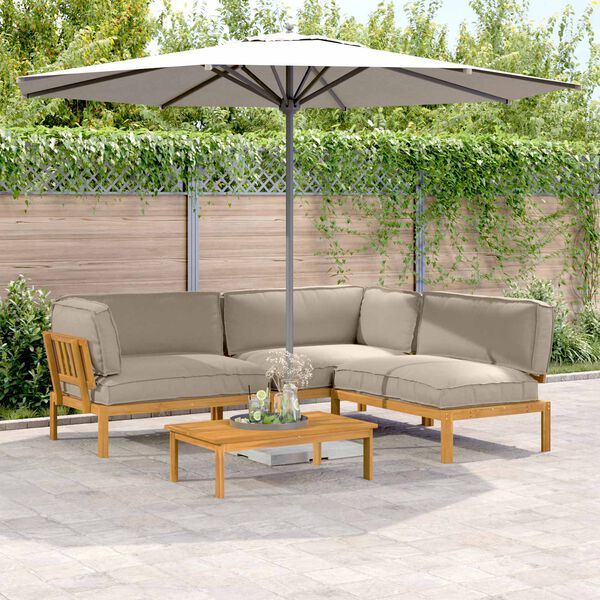 vidaXL Sofa Set mit Kissen Uni 4 pcs Taupe Massivholz Akazie