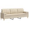 vidaXL Sofa 3-Sitzer mit Zierkissen Creme 210 cm Stoff