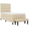 vidaXL Boxspringbett mit Kopfteil Creme 100 x 200 cm Stoff