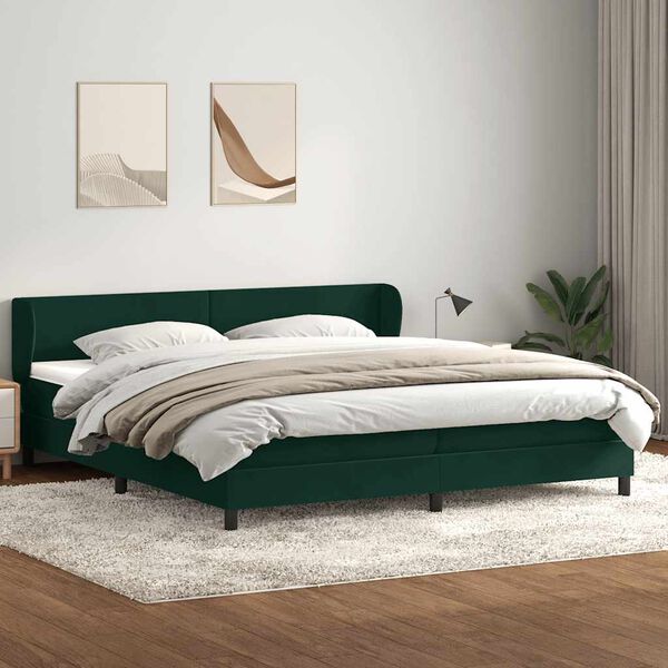 vidaXL Boxspringbett mit Matratzen Dunkelgr&uuml;n 180x220 cm Samt