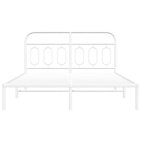 vidaXL Bettgestell mit Kopfteil Metall Weiß 140x200 cm
