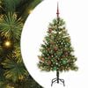 vidaXL Künstlicher Klapp-Weihnachtsbaum mit Tannenzapfen Grün 150 cm