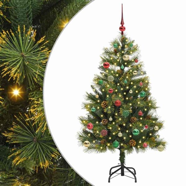 vidaXL Künstlicher Klapp-Weihnachtsbaum mit Tannenzapfen Grün 150 cm