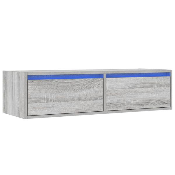 vidaXL TV-Schrank mit LED-Leuchten Grau Sonoma 100x35,5x25 cm