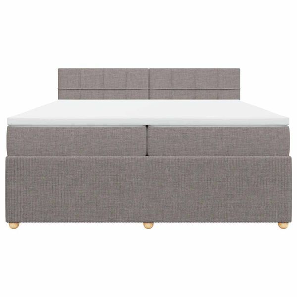 vidaXL Boxspringbett mit Matratze Taupe 200x200 cm Stoff