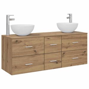 vidaXL Badezimmerschrank-Set 3 Stk. Artisan-Eiche 49,5 x 35 x 63 cm