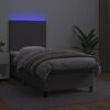 vidaXL Boxspringbett mit Matratze & LED Grau 100x200 cm Kunstleder
