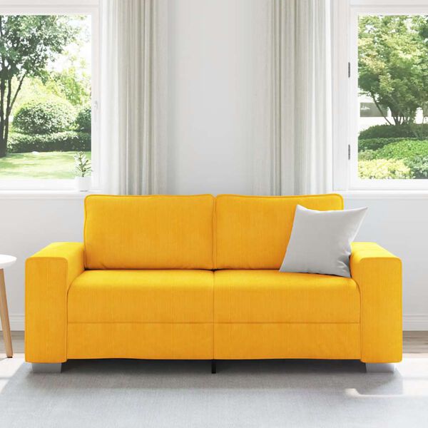 vidaXL Zweisitzer-Sofa Hellgelb 180x77x82 cm Cordstoff