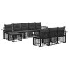 vidaXL Outdoor-Sofagarnitur 10 stk. Schwarz und Dunkelgrau Polyester
