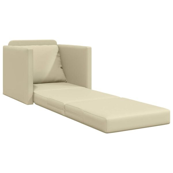 vidaXL Bodensofa mit Schlaffunktion Creme 112x174x55 cm Kunstleder