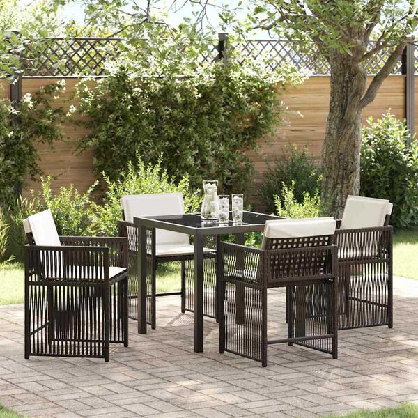 vidaXL Garten Essgruppe 5 pcs Braun Poly-Rattan