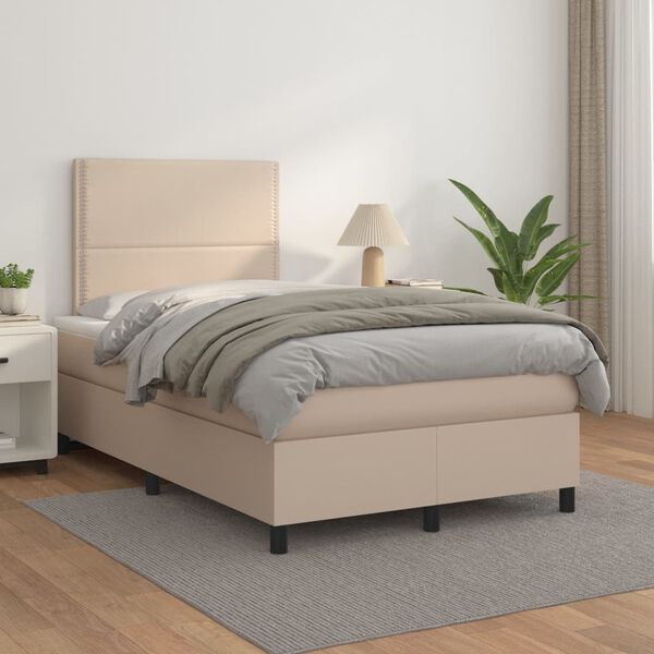 vidaXL Boxspringbett Matratze Cappuccino-Braun 120x200cm Kunstleder