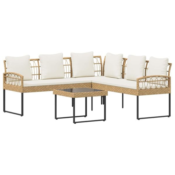 vidaXL Garten-Sofaset mit Kissen 2 teilig Naturfarbenes Stahlgestell