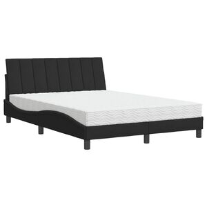 vidaXL Bett mit Matratze "Hanko" Schwarz 140x190 cm Samt