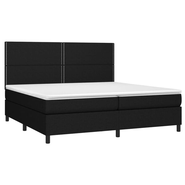 vidaXL Boxspringbett mit Matratze & LED Schwarz 200x200 cm Stoff