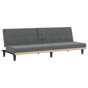 vidaXL Schlafsofa mit Getr&auml;nkehaltern Dunkelgrau Stoff