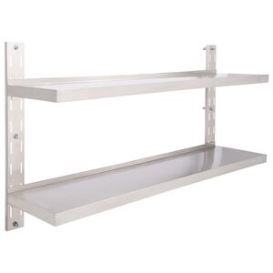 vidaXL Wandregal mit 2 Ablagen Edelstahl 150x30 cm