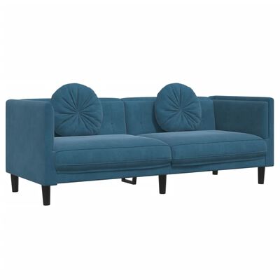 vidaXL Sofa mit Kissen 3-Sitzer Blau Samt