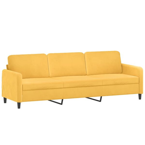 vidaXL 3-Sitzer-Sofa mit Kissen Hellgelb 210 cm Samt