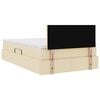 vidaXL Bett mit Stauraum und LED mit Matratze Creme 120 x 200 cm Stoff