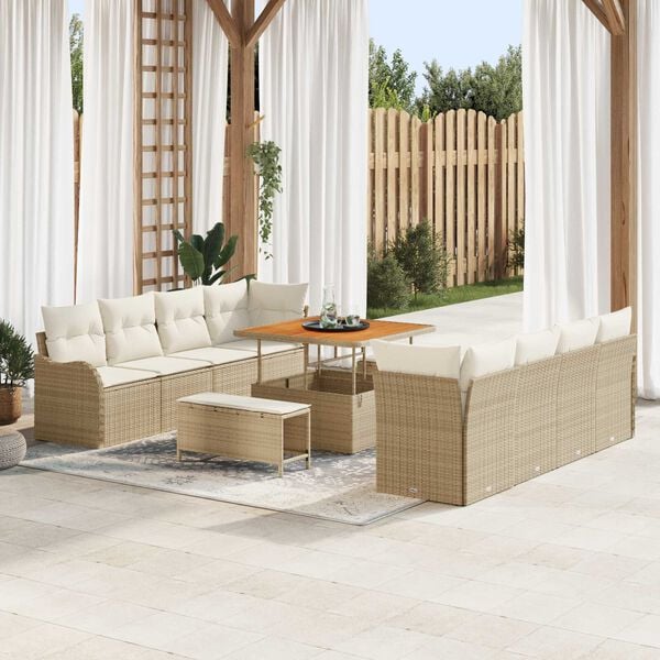 vidaXL Garten-Sofa-Set 11 pcs Beige Poly-Rattan
