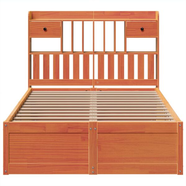 vidaXL Massivholzbett ohne Matratze Wachsbraun 120x200 cm Kiefernholz