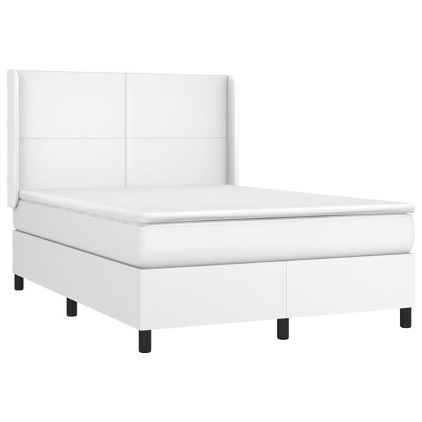 vidaXL Boxspringbett mit Matratze Wei&szlig; 140x200 cm Kunstleder