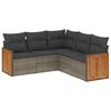 vidaXL 5-tlg. Garten-Sofagarnitur mit Kissen Grau Poly Rattan