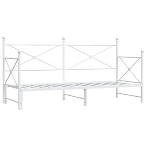 vidaXL Tagesbett Ausziehbar ohne Matratze Wei&szlig; 75x190 cm Stahl