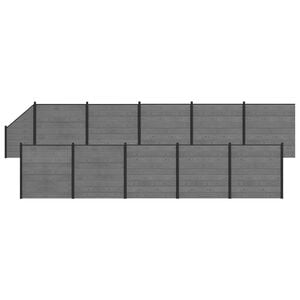 vidaXL zaunset 1830 x 186 cm WPC und Aluminium Grau