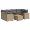 vidaXL 7-tlg. Garten-Sofagarnitur mit Kissen Beige Poly Rattan