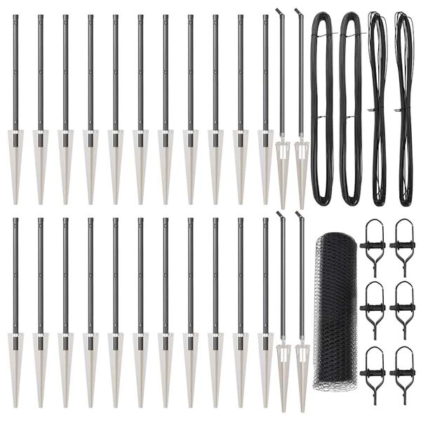 vidaXL Zaunpfosten Grau 50 x 1 m (13 mm Maschendraht) Stahl und PVC