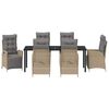 vidaXL Garten Essgruppe mit Kissen 7 pcs Beige Poly-Rattan