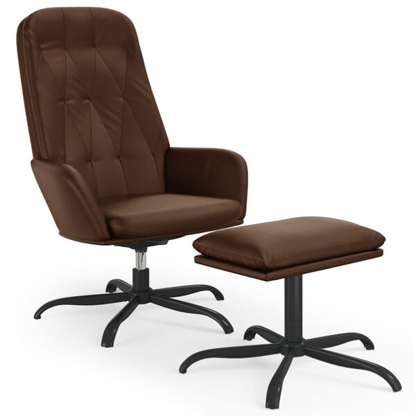 vidaXL Relaxsessel mit Hocker Gl&auml;nzend Braun Kunstleder