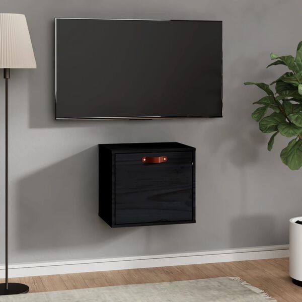 vidaXL Wandschrank Schwarz 40x30x35 cm Massivholz Kiefer