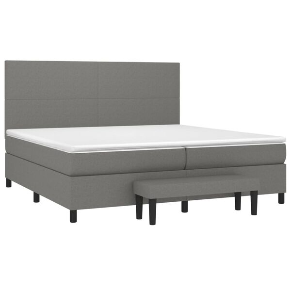 vidaXL Boxspringbett mit Matratze Dunkelgrau 200x200 cm Stoff