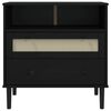 vidaXL Sideboard SENJA Rattan-Optik Schwarz 80x40x80 cm Kiefernholz
