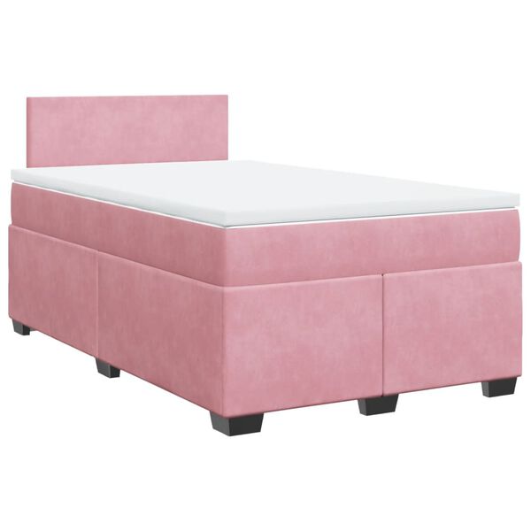 vidaXL Boxspringbett mit Matratze Rosa 120x200 cm Samt