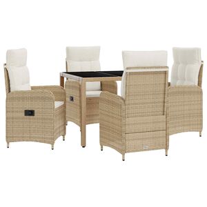 vidaXL Outdoortisch-Set mit Kissen 5 pcs Beige und Cremewei&szlig;