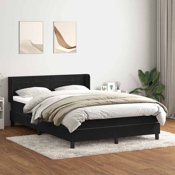 vidaXL Boxspringbett mit Matratze Schwarz 160x210 cm Samt