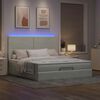 vidaXL Ottoman-Bett mit Matratzen & LEDs Hellgrau 160x200 cm Samt