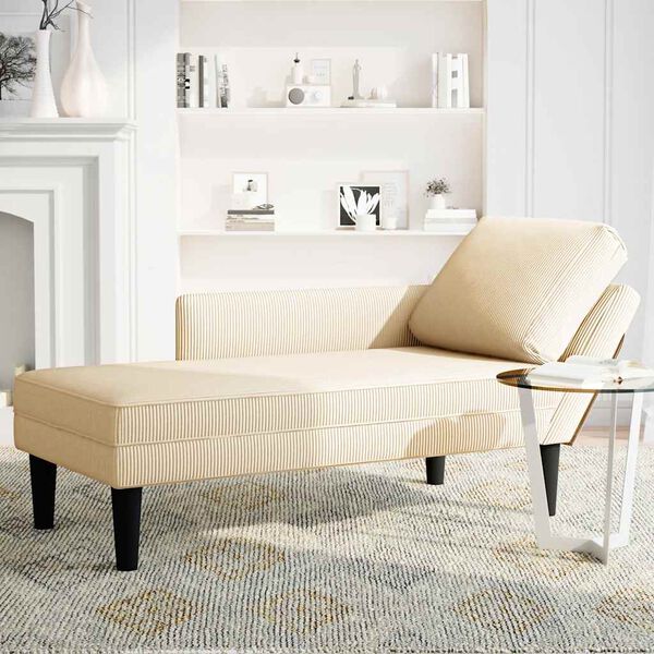 vidaXL Chaiselongue mit Kissen Creme Cordstoff
