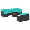 vidaXL 10-tlg. Garten-Sofagarnitur mit Kissen Schwarz Poly Rattan