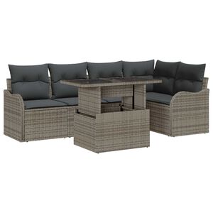 vidaXL Gartensofa-set mit Kissen mit Kissen 6 pcs Grau Poly Rattan