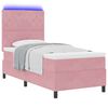 vidaXL LED Boxspringbett mit Matratze Rosa 90 x 200 cm Stoff